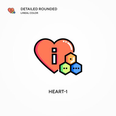 Kalp-1 vektör simgesi. Modern vektör illüstrasyon kavramları. Düzenlemesi ve kişiselleştirmesi kolay.