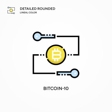 Bitcoin-10 vektör simgesi. Modern vektör illüstrasyon kavramları. Düzenlemesi ve kişiselleştirmesi kolay.