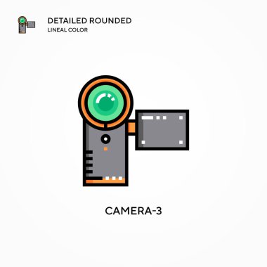 Kamera-3 vektör simgesi. Modern vektör illüstrasyon kavramları. Düzenlemesi ve kişiselleştirmesi kolay.