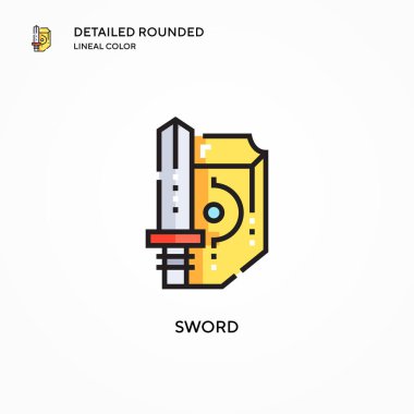 Kılıç vektör simgesi. Modern vektör illüstrasyon kavramları. Düzenlemesi ve kişiselleştirmesi kolay.