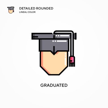 Mezuniyet vektör simgesi. Modern vektör illüstrasyon kavramları. Düzenlemesi ve kişiselleştirmesi kolay.