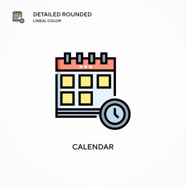 Takvim vektör simgesi. Modern vektör illüstrasyon kavramları. Düzenlemesi ve kişiselleştirmesi kolay.