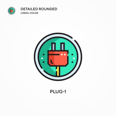 Plug-1 vektör simgesi. Modern vektör illüstrasyon kavramları. Düzenlemesi ve kişiselleştirmesi kolay.