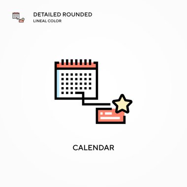 Takvim vektör simgesi. Modern vektör illüstrasyon kavramları. Düzenlemesi ve kişiselleştirmesi kolay.