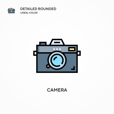 Kamera vektör simgesi. Modern vektör illüstrasyon kavramları. Düzenlemesi ve kişiselleştirmesi kolay.