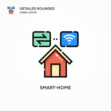 Akıllı ev vektör simgesi. Modern vektör illüstrasyon kavramları. Düzenlemesi ve kişiselleştirmesi kolay.