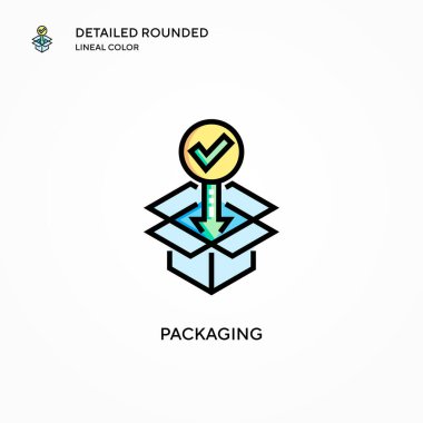 Ambalaj vektör simgesi. Modern vektör illüstrasyon kavramları. Düzenlemesi ve kişiselleştirmesi kolay.