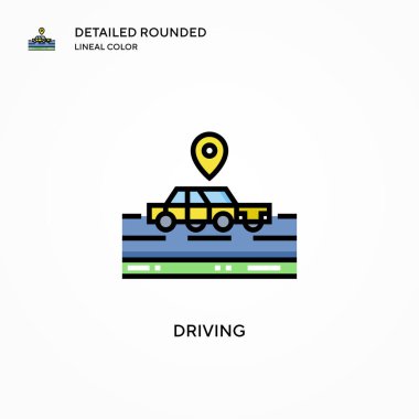 Sürücü vektör simgesi. Modern vektör illüstrasyon kavramları. Düzenlemesi ve kişiselleştirmesi kolay.