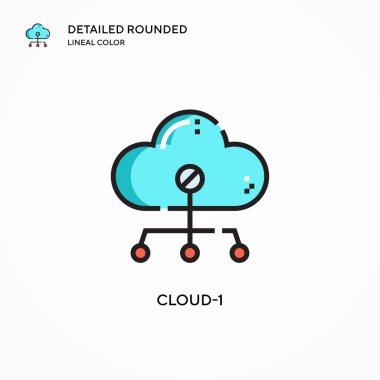 Bulut-1 vektör simgesi. Modern vektör illüstrasyon kavramları. Düzenlemesi ve kişiselleştirmesi kolay.