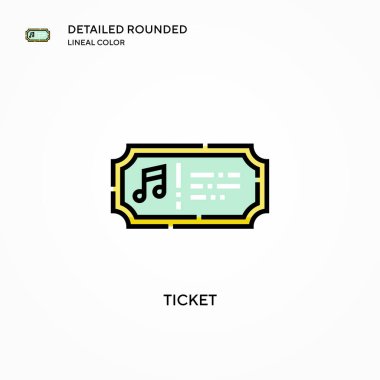 Bilet vektör simgesi. Modern vektör illüstrasyon kavramları. Düzenlemesi ve kişiselleştirmesi kolay.