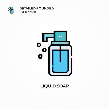 Sıvı sabun vektör simgesi. Modern vektör illüstrasyon kavramları. Düzenlemesi ve kişiselleştirmesi kolay.