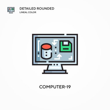 Bilgisayar-19 vektör simgesi. Modern vektör illüstrasyon kavramları. Düzenlemesi ve kişiselleştirmesi kolay.