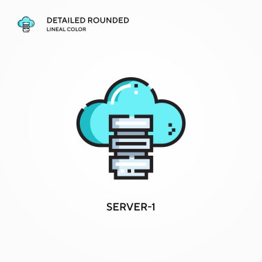 Sunucu-1 vektör simgesi. Modern vektör illüstrasyon kavramları. Düzenlemesi ve kişiselleştirmesi kolay.
