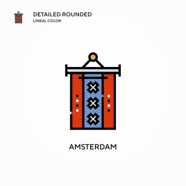 Amsterdam vektör simgesi. Modern vektör illüstrasyon kavramları. Düzenlemesi ve kişiselleştirmesi kolay.