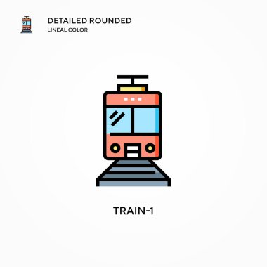 Tren-1 vektör simgesi. Modern vektör illüstrasyon kavramları. Düzenlemesi ve kişiselleştirmesi kolay.