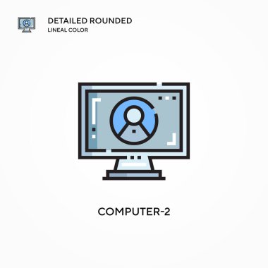 Bilgisayar-2 vektör simgesi. Modern vektör illüstrasyon kavramları. Düzenlemesi ve kişiselleştirmesi kolay.