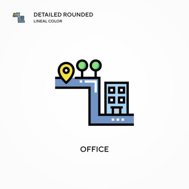 Ofis vektör simgesi. Modern vektör illüstrasyon kavramları. Düzenlemesi ve kişiselleştirmesi kolay.