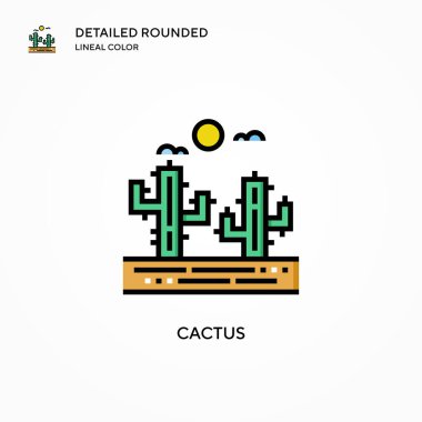 Kaktüs vektör simgesi. Modern vektör illüstrasyon kavramları. Düzenlemesi ve kişiselleştirmesi kolay.