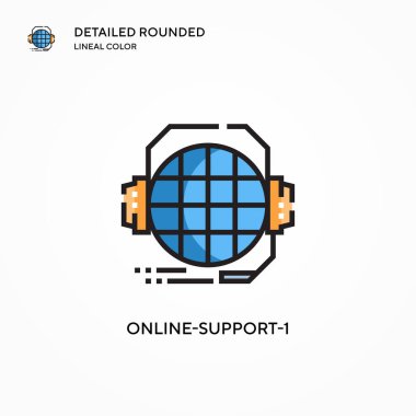 Çevrimiçi destek-1 vektör simgesi. Modern vektör illüstrasyon kavramları. Düzenlemesi ve kişiselleştirmesi kolay.