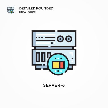 Sunucu-6 vektör simgesi. Modern vektör illüstrasyon kavramları. Düzenlemesi ve kişiselleştirmesi kolay.