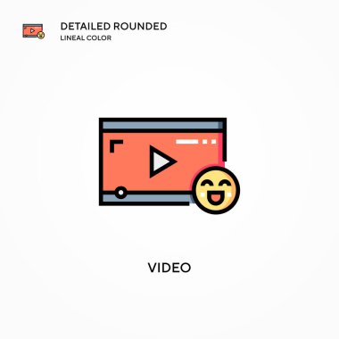 Video vektör simgesi. Modern vektör illüstrasyon kavramları. Düzenlemesi ve kişiselleştirmesi kolay.