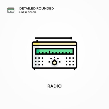 Radyo vektör simgesi. Modern vektör illüstrasyon kavramları. Düzenlemesi ve kişiselleştirmesi kolay.