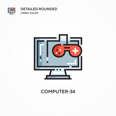 Bilgisayar-34 vektör simgesi. Modern vektör illüstrasyon kavramları. Düzenlemesi ve kişiselleştirmesi kolay.