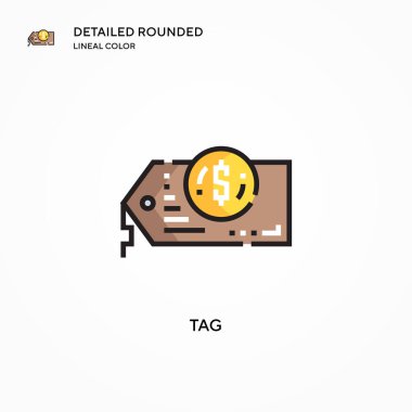 Etiket vektör simgesi. Modern vektör illüstrasyon kavramları. Düzenlemesi ve kişiselleştirmesi kolay.