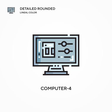 Bilgisayar-4 vektör simgesi. Modern vektör illüstrasyon kavramları. Düzenlemesi ve kişiselleştirmesi kolay.