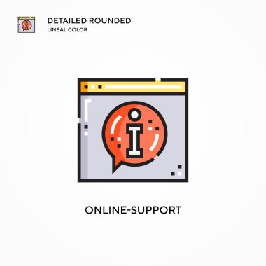 Çevrimiçi destek vektör simgesi. Modern vektör illüstrasyon kavramları. Düzenlemesi ve kişiselleştirmesi kolay.