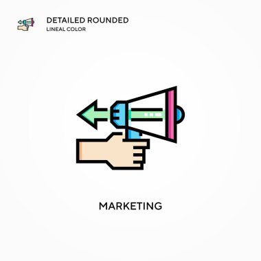 Pazarlama vektör simgesi. Modern vektör illüstrasyon kavramları. Düzenlemesi ve kişiselleştirmesi kolay.