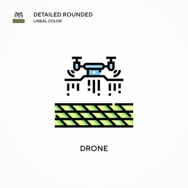Drone vektör simgesi. Modern vektör illüstrasyon kavramları. Düzenlemesi ve kişiselleştirmesi kolay.