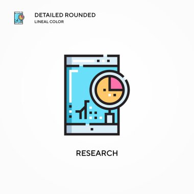 Araştırma vektör simgesi. Modern vektör illüstrasyon kavramları. Düzenlemesi ve kişiselleştirmesi kolay.