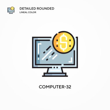 Bilgisayar-32 vektör simgesi. Modern vektör illüstrasyon kavramları. Düzenlemesi ve kişiselleştirmesi kolay.