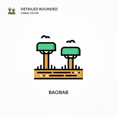 Baobab vektör simgesi. Modern vektör illüstrasyon kavramları. Düzenlemesi ve kişiselleştirmesi kolay.