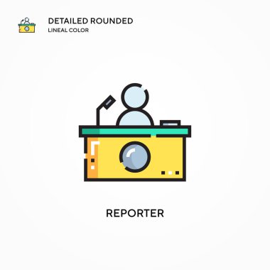 Muhabir vektör simgesi. Modern vektör illüstrasyon kavramları. Düzenlemesi ve kişiselleştirmesi kolay.