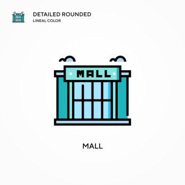 Alışveriş merkezi vektör simgesi. Modern vektör illüstrasyon kavramları. Düzenlemesi ve kişiselleştirmesi kolay.