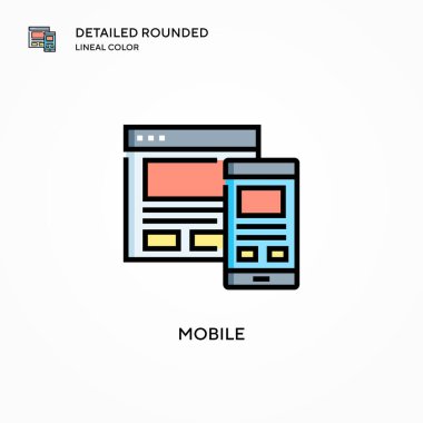 Mobil vektör simgesi. Modern vektör illüstrasyon kavramları. Düzenlemesi ve kişiselleştirmesi kolay.