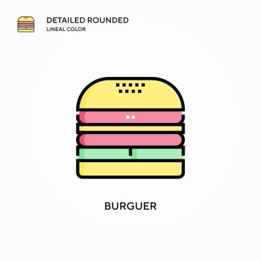 Burguer vektör simgesi. Modern vektör illüstrasyon kavramları. Düzenlemesi ve kişiselleştirmesi kolay.