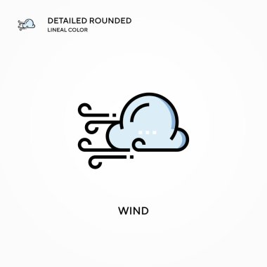 Rüzgar vektör simgesi. Modern vektör illüstrasyon kavramları. Düzenlemesi ve kişiselleştirmesi kolay.