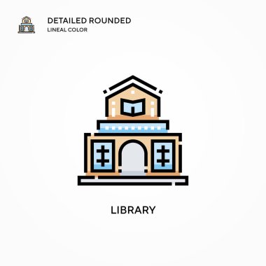 Kütüphane vektör simgesi. Modern vektör illüstrasyon kavramları. Düzenlemesi ve kişiselleştirmesi kolay.