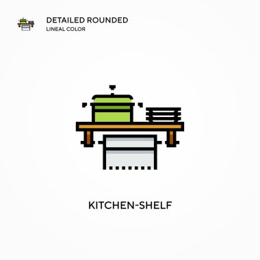 Mutfak raf vektör simgesi. Modern vektör illüstrasyon kavramları. Düzenlemesi ve kişiselleştirmesi kolay.