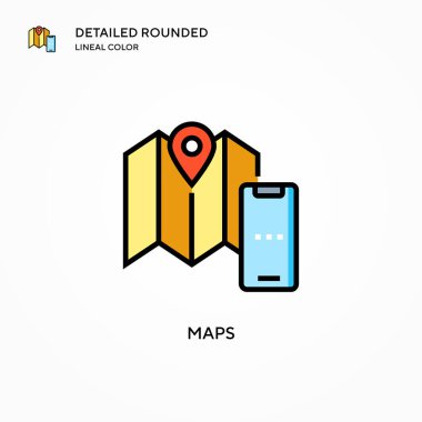 Harita vektör simgesi. Modern vektör illüstrasyon kavramları. Düzenlemesi ve kişiselleştirmesi kolay.