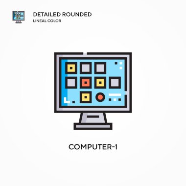 Bilgisayar-1 vektör simgesi. Modern vektör illüstrasyon kavramları. Düzenlemesi ve kişiselleştirmesi kolay.