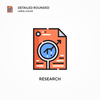 Araştırma vektör simgesi. Modern vektör illüstrasyon kavramları. Düzenlemesi ve kişiselleştirmesi kolay.