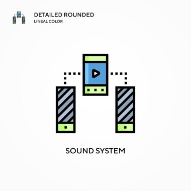 Ses sistemi vektör simgesi. Modern vektör illüstrasyon kavramları. Düzenlemesi ve kişiselleştirmesi kolay.