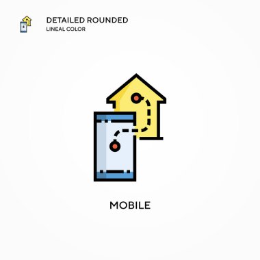 Mobil vektör simgesi. Modern vektör illüstrasyon kavramları. Düzenlemesi ve kişiselleştirmesi kolay.