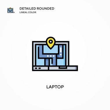 Laptop vektör simgesi. Modern vektör illüstrasyon kavramları. Düzenlemesi ve kişiselleştirmesi kolay.