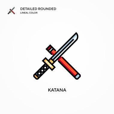 Katana vektör simgesi. Modern vektör illüstrasyon kavramları. Düzenlemesi ve kişiselleştirmesi kolay.