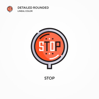 Vektör simgesini durdur. Modern vektör illüstrasyon kavramları. Düzenlemesi ve kişiselleştirmesi kolay.